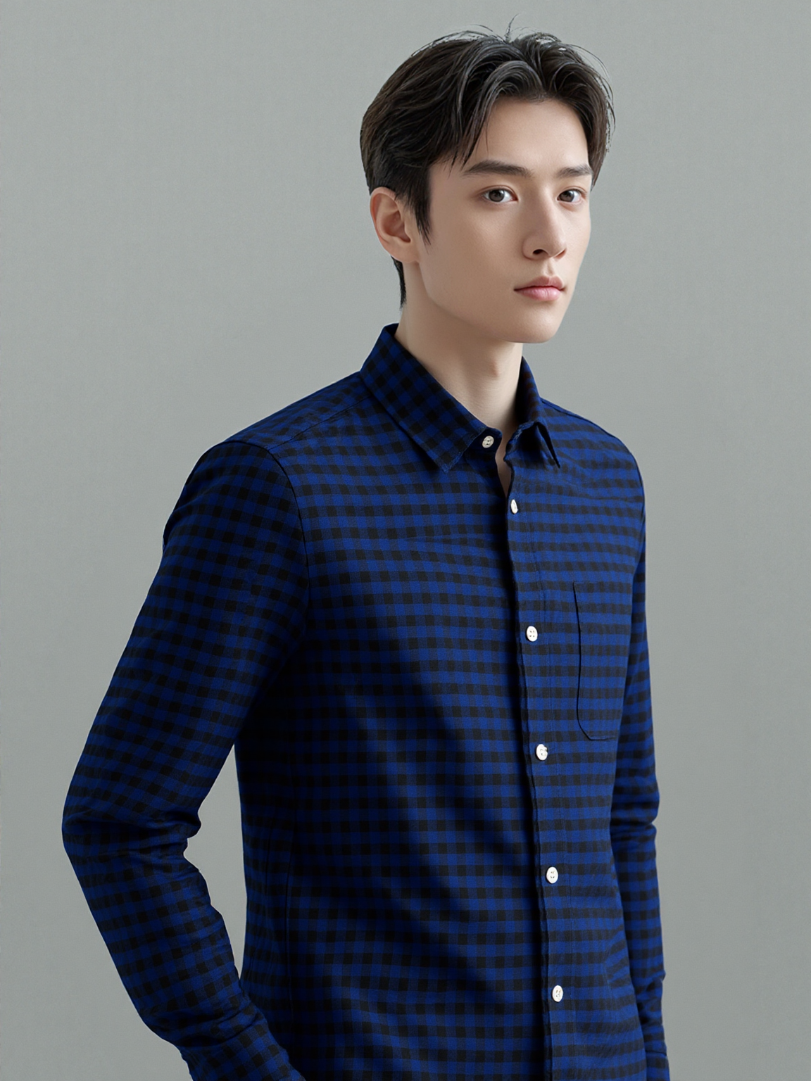 Midnight Blue Micro Gingham Shirt