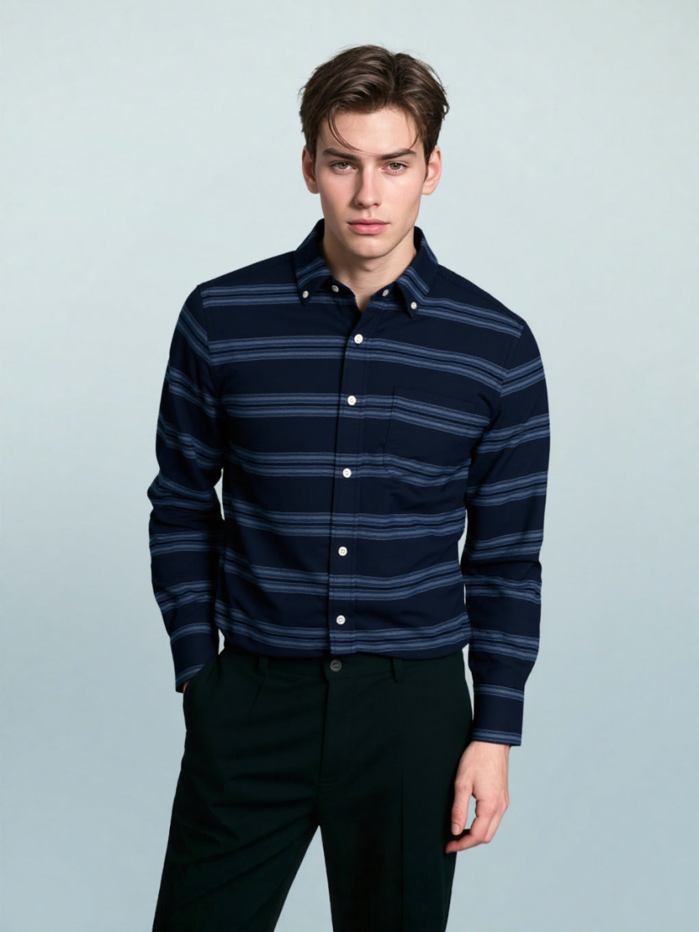 Midnight Indigo Dobby Stripe Shirt