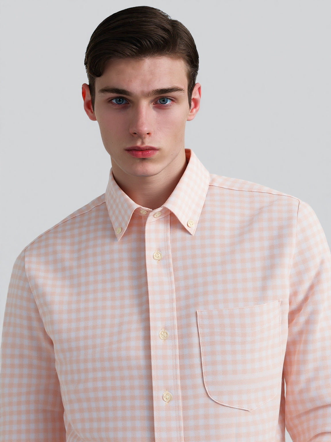 Peach Grid Soft Touch Shirt
