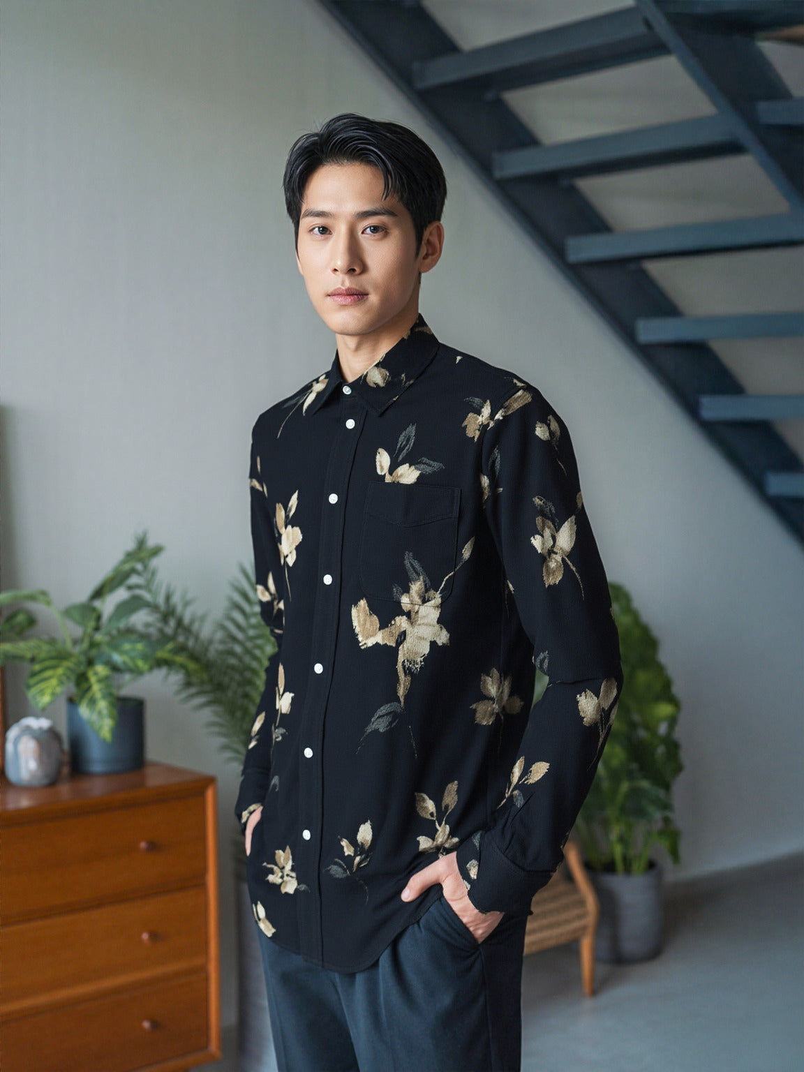 Midnight Bloom Printed Shirt