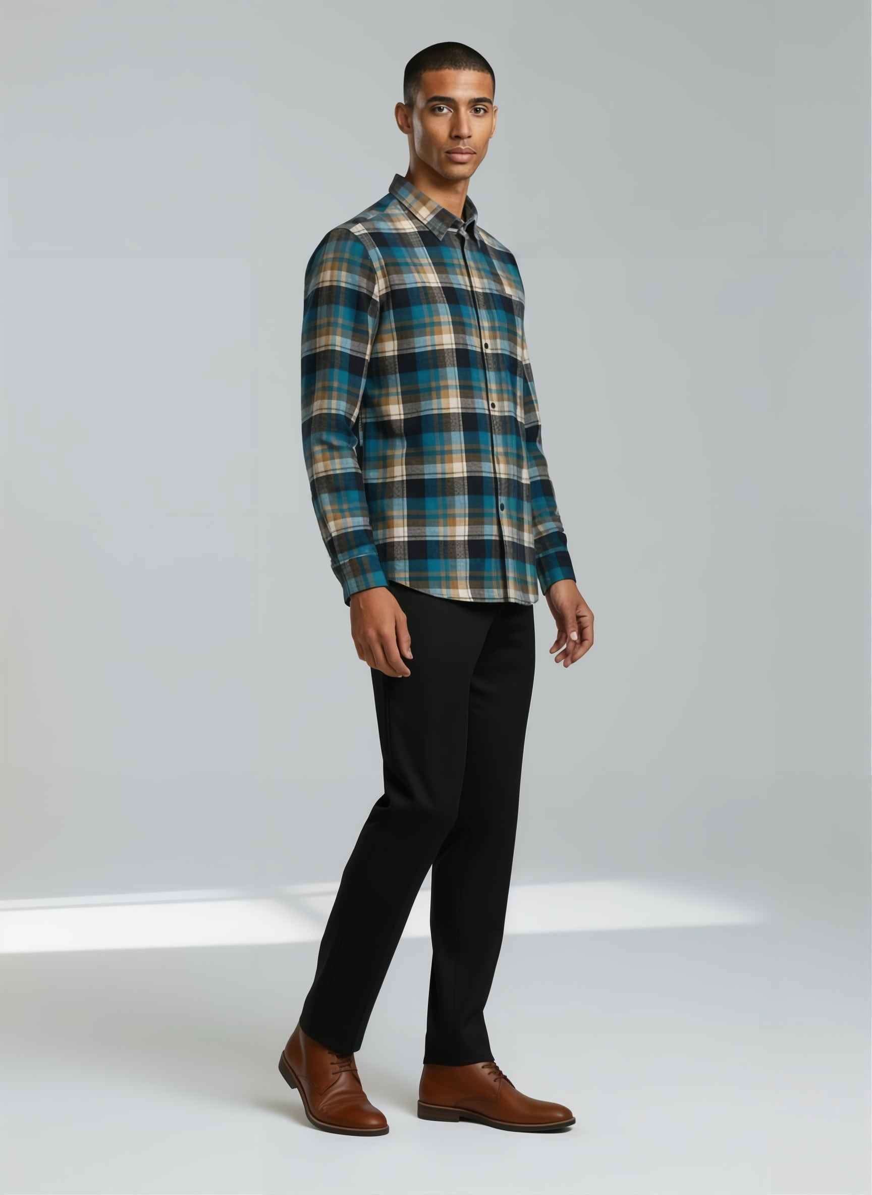 Teal & Rust Heritage Check Flannel Shirt